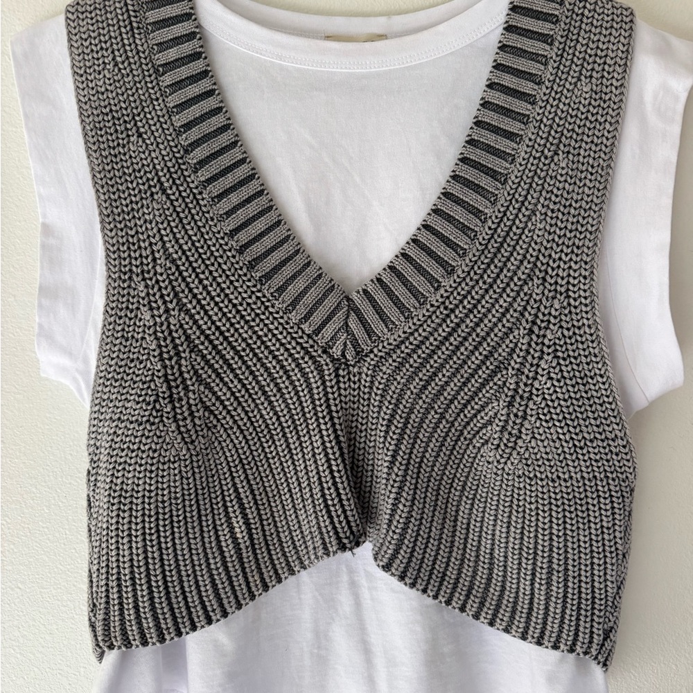 Anthropologie Pilcro Gray Ribbed Cropped Tank Top